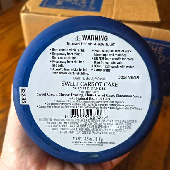 🛍BOGO 50% OFF🥕🎂🕯NWT‼️BBW "Sweet Carrot Cake" 3-wick Candle w/ Bunny Lid - Picture 9 of 10